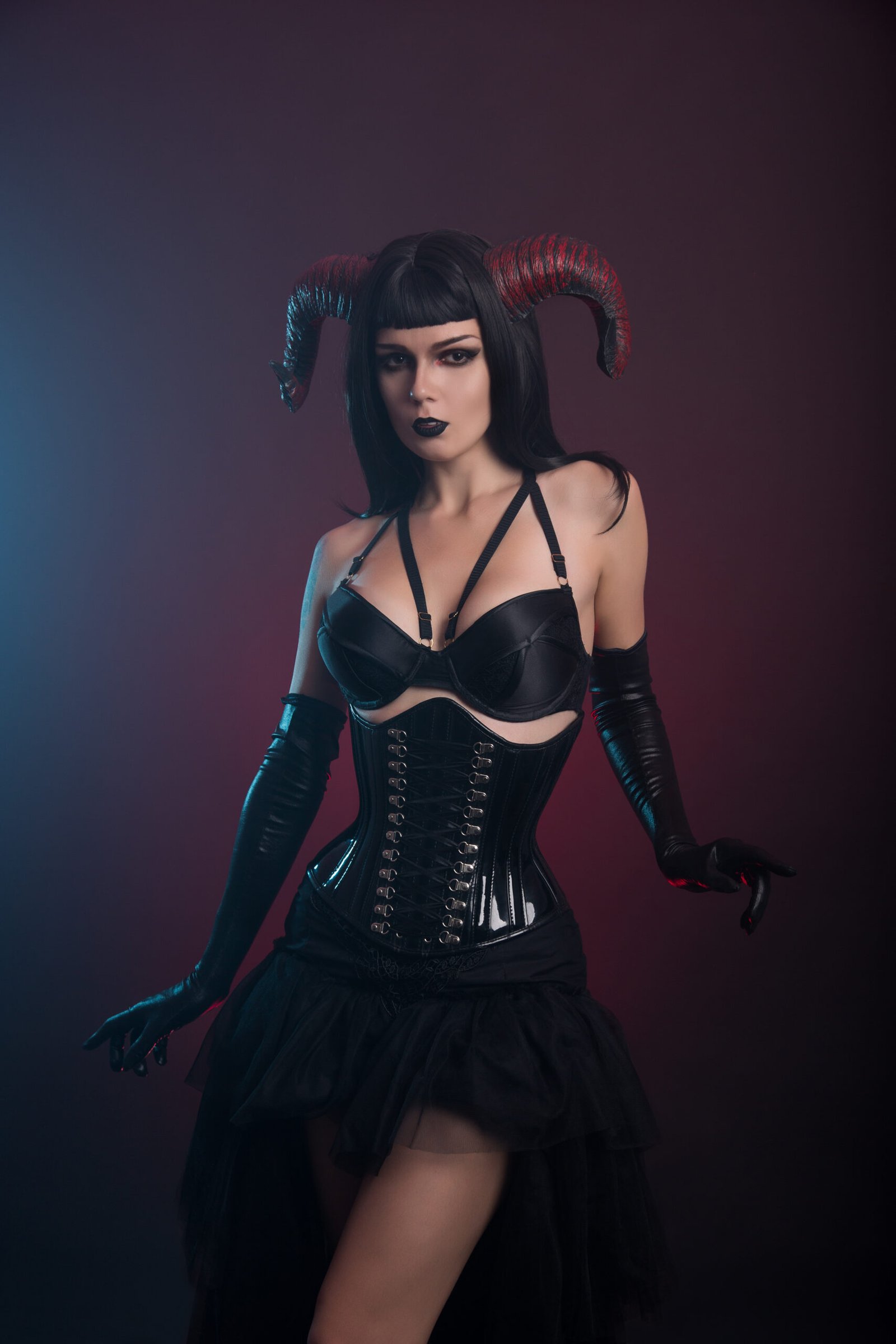 gothic girl in patent leather corset