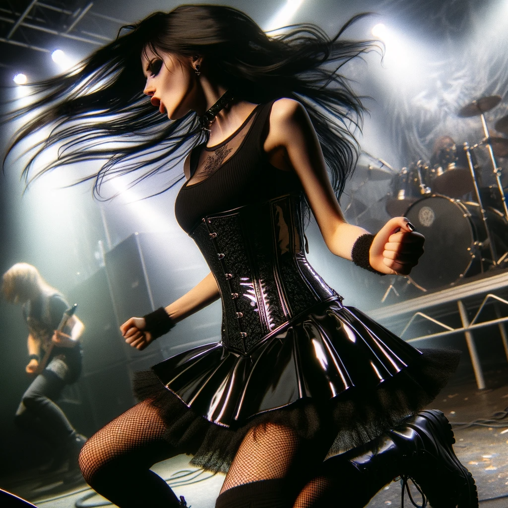 gothic girl headbanging to life of agony
