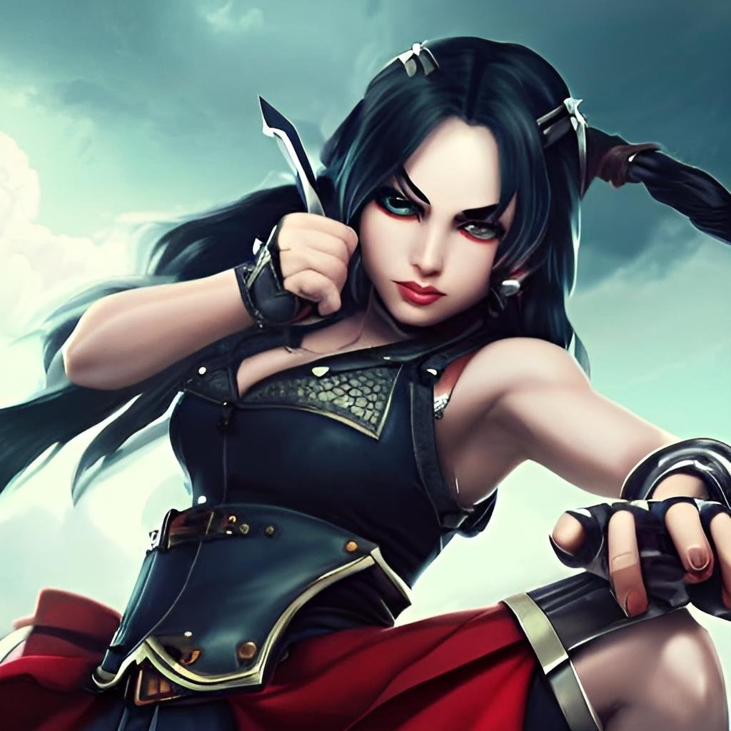 Fantasy portrait of a rebellious female warrior with red hair and a battle hammer, set against a stormy gothic fortress.