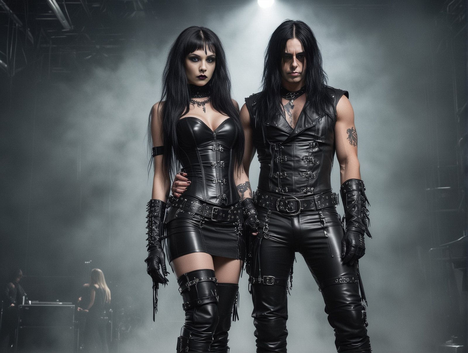 A pair of gothic concertgoers poised for the electrifying Blind Guardian show in Gothenburg.