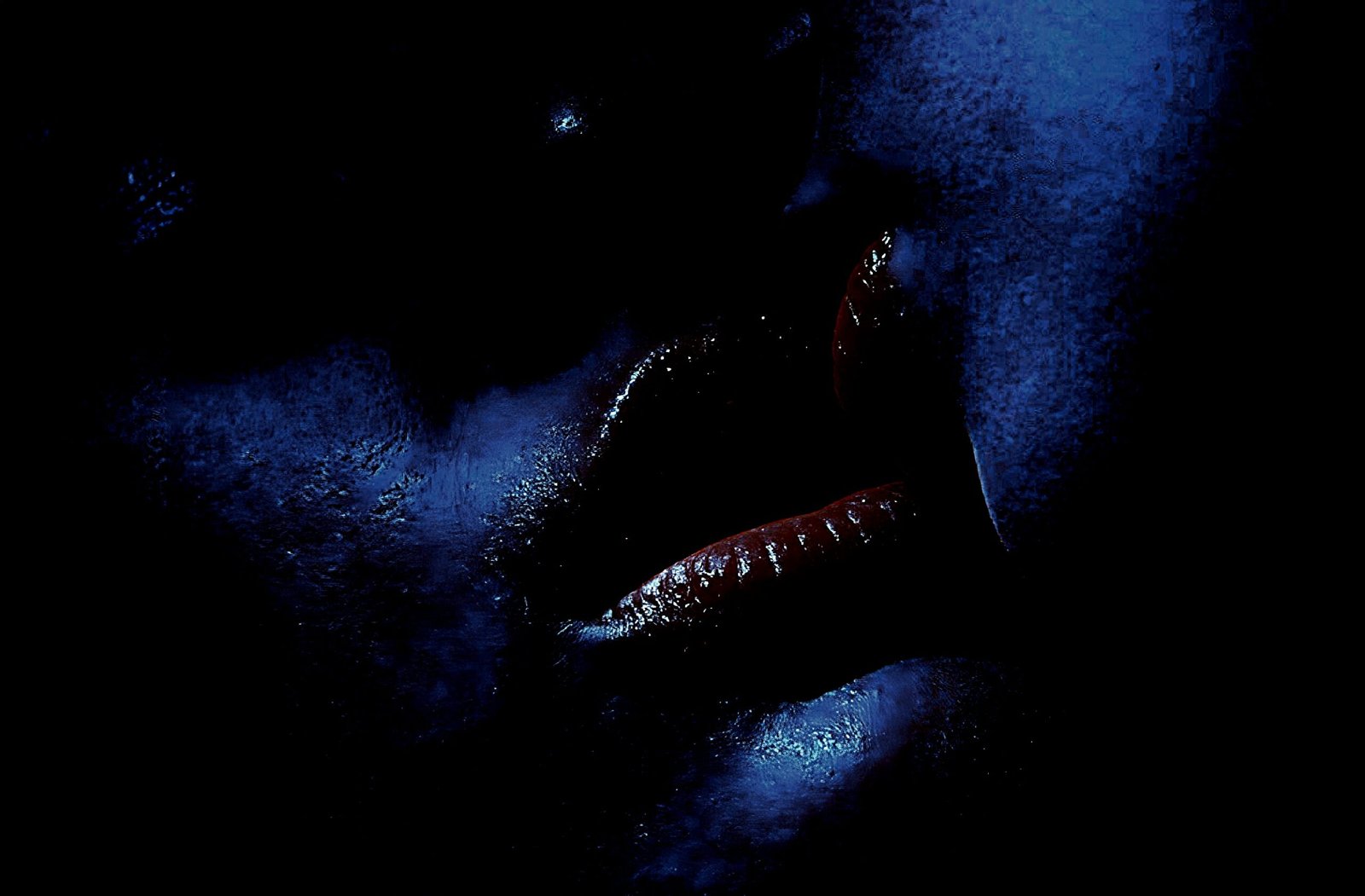 Close-up of lips in a suggestive pose, hinting at a lesbian gothic narrative.