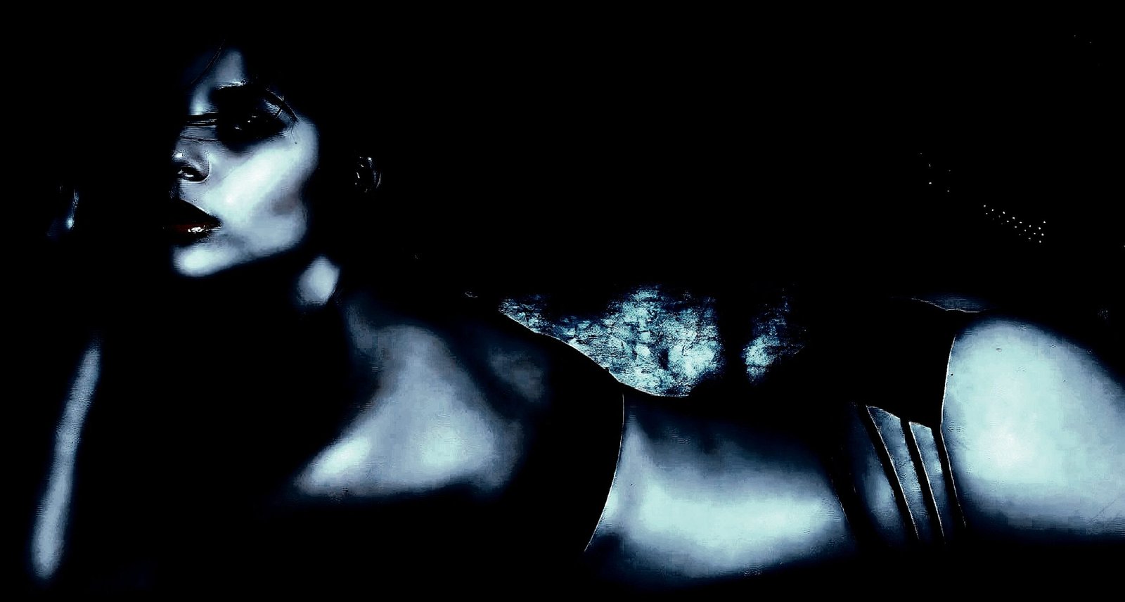 Artistic portrayal of a gothic figure in partial shadow with an emphasis on mood and texture.