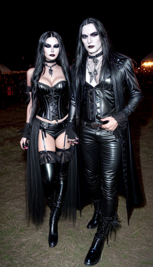 Twin gothic women at Leyendas del rock 2007, with matching black corsets, elaborate sleeve tattoos, and sheer gloves.
