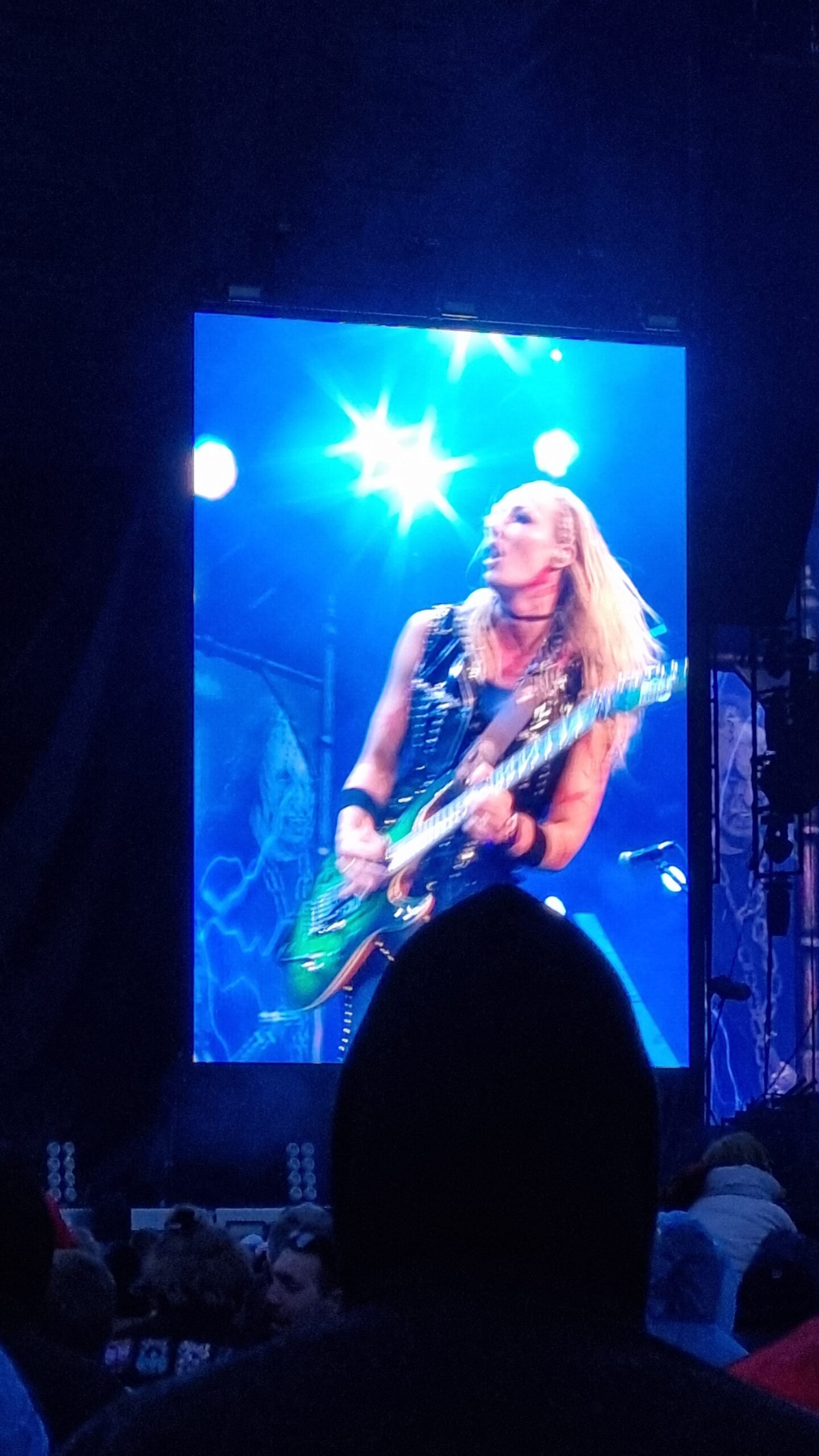 Guitarist performing on a large screen at Sweden Rock Festival 2024 Fifth Image: