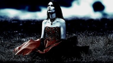 A woman in a Gothic Maxi Dress
