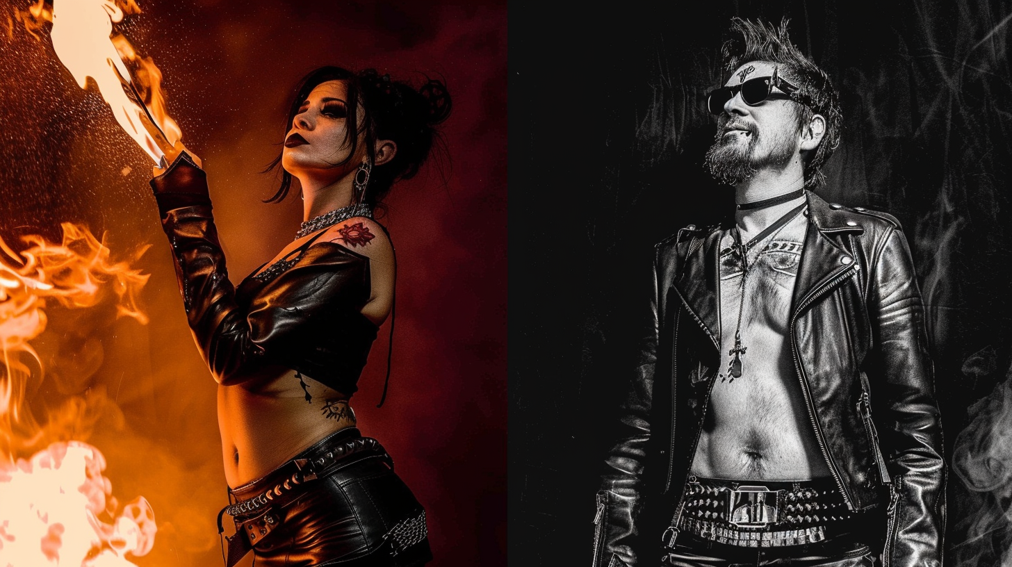 Powerful metal pair in a dark, atmospheric setting, epitomizing The Heaviest Metal Collaborations of All Time.