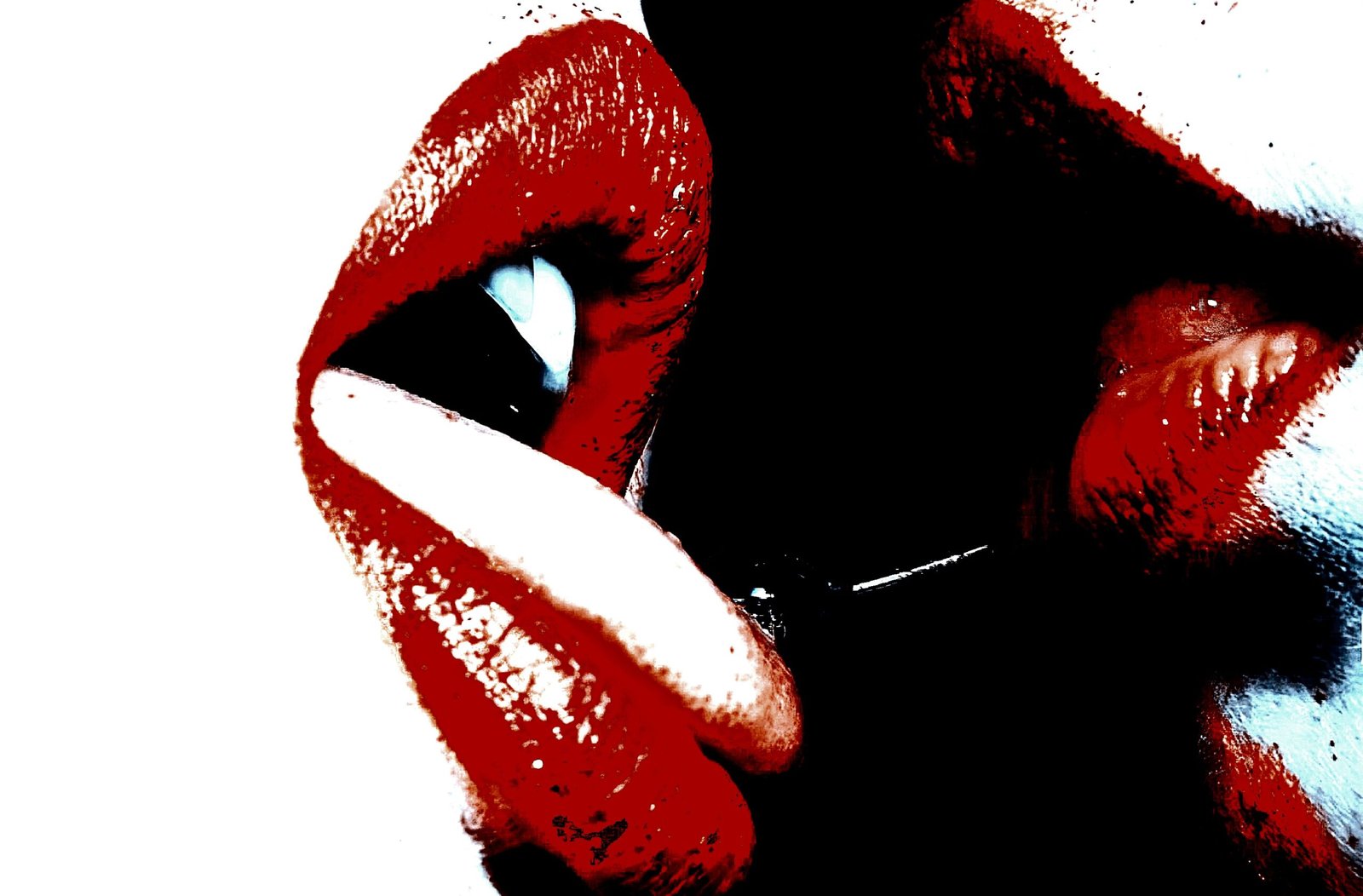 Close-up of lips, showing intimate contact, emphasizing sensuality.