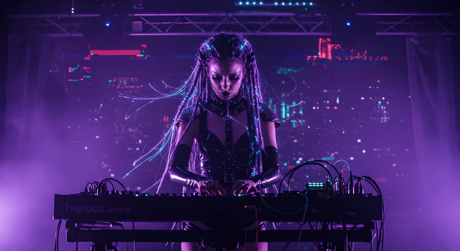 08 Cybergoth woman with purple dreads