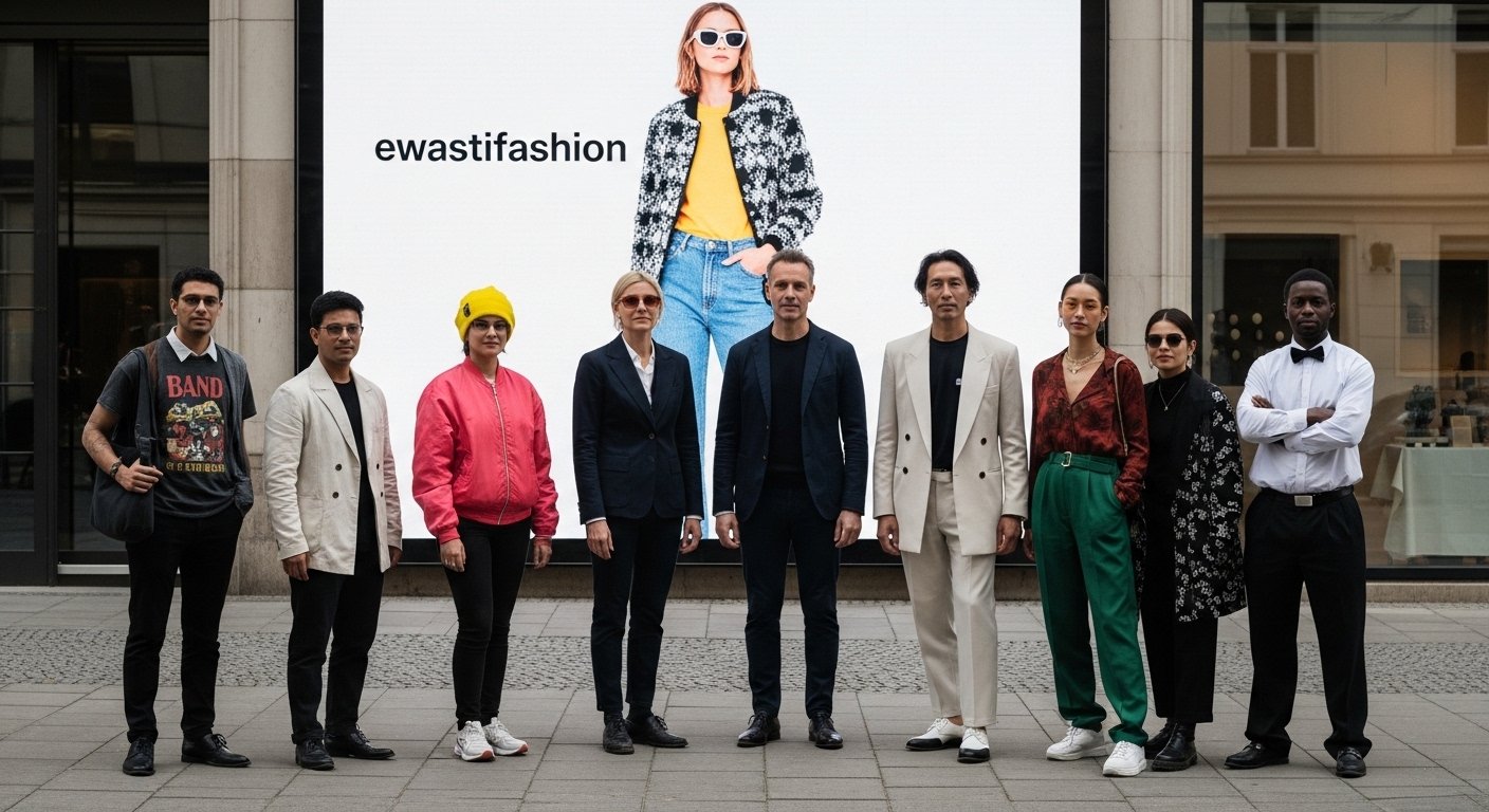 Psychological tactics of fashion influencers illustrated by a city street billboard versus diverse personal styles