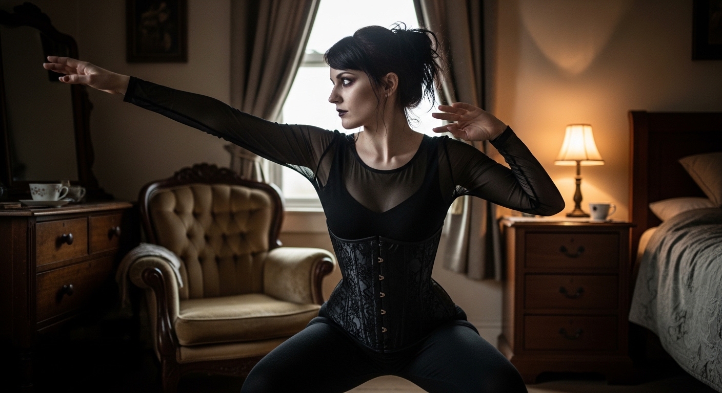 movement test for how to style a sexy gothic corset for everyday wear
