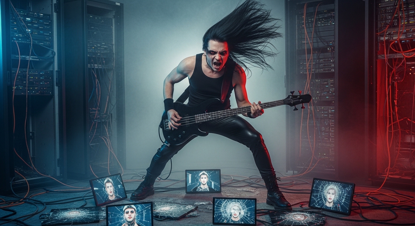 Gothic industrial thrash music video concept breaking free from influencer perfection and curated social media identity