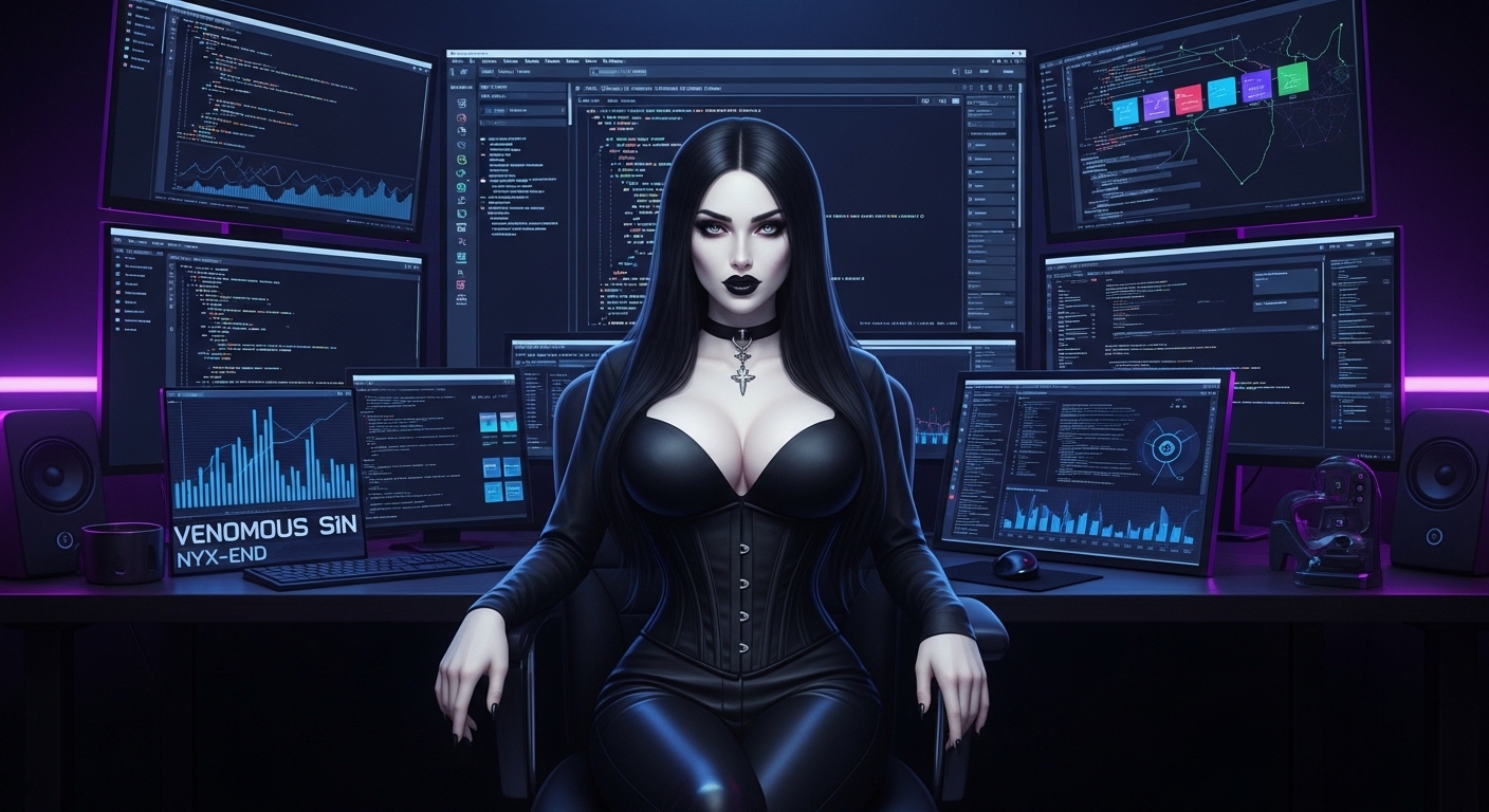Venomous Sin NYX-END system scene symbolizing strategic inefficiency and digital creative control