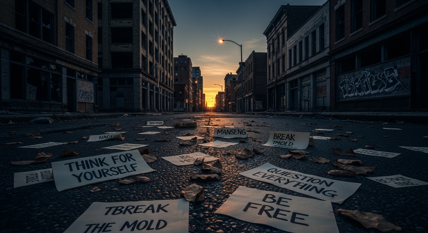 Abandoned street symbolizing defiance against conformity