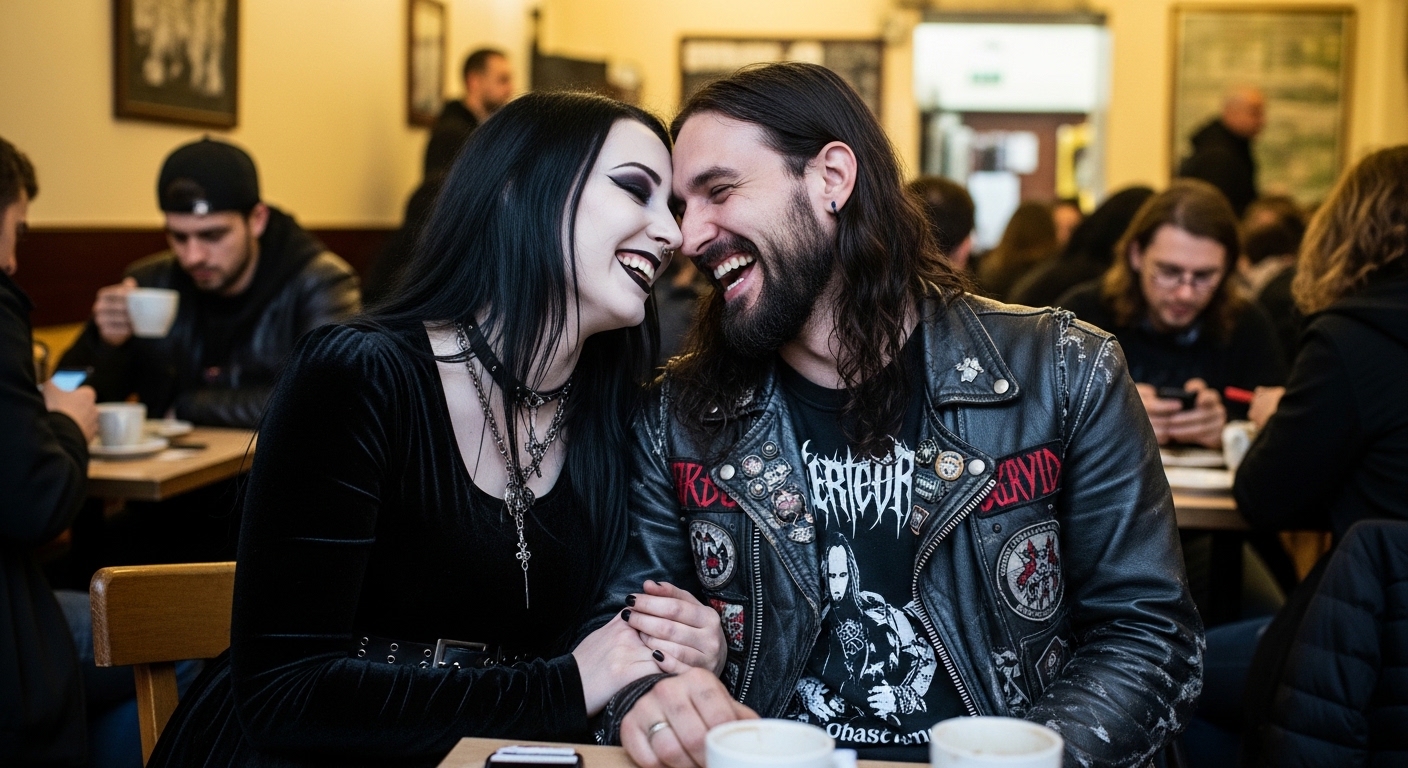 overcoming social expectations in dating, building a shared mission in a relationship, couple laughing in café