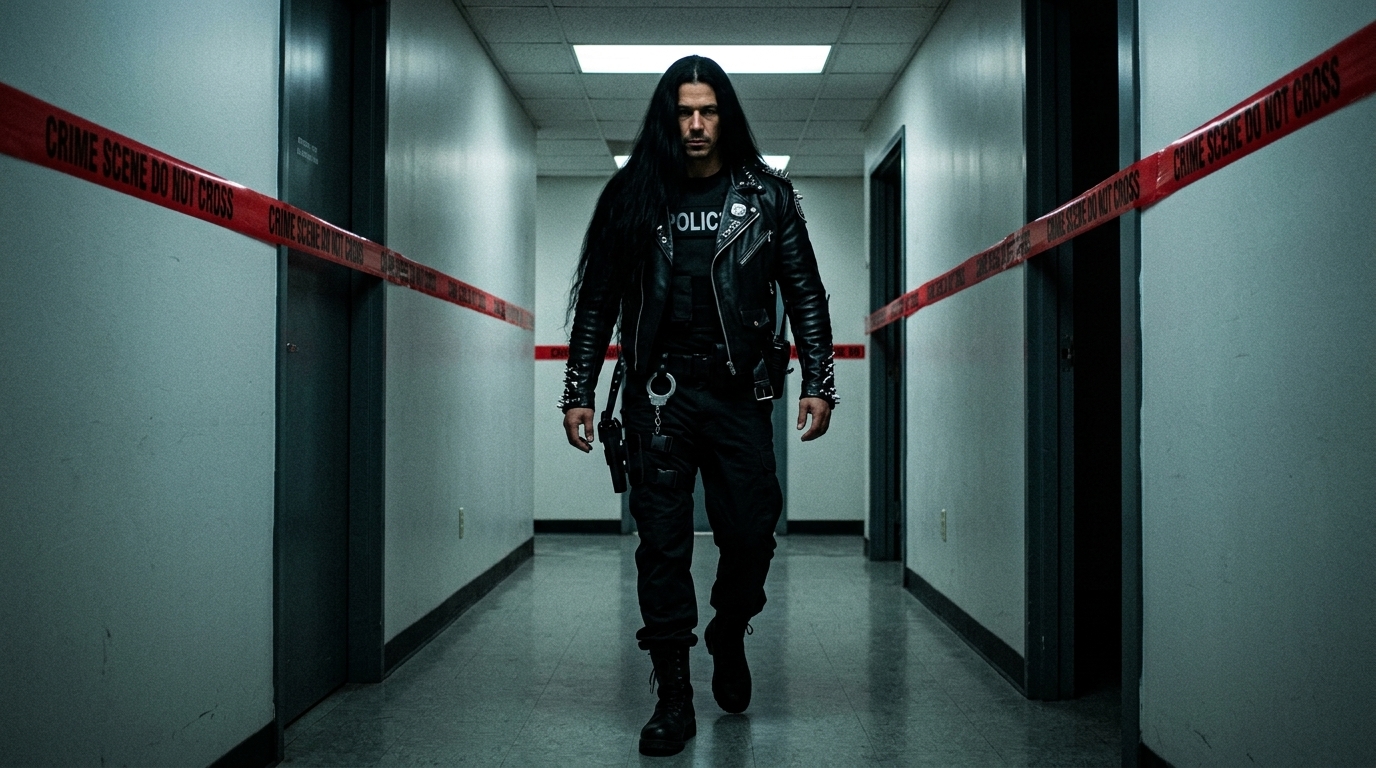 moral boundaries and protective justice shown by officer crossing red tape