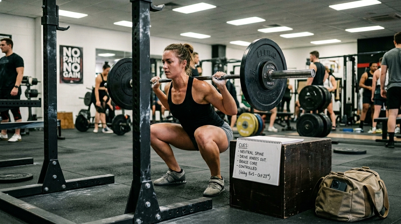 Owning workout mistakes by lowering the weight, bracing properly, and fixing squat technique with real form work