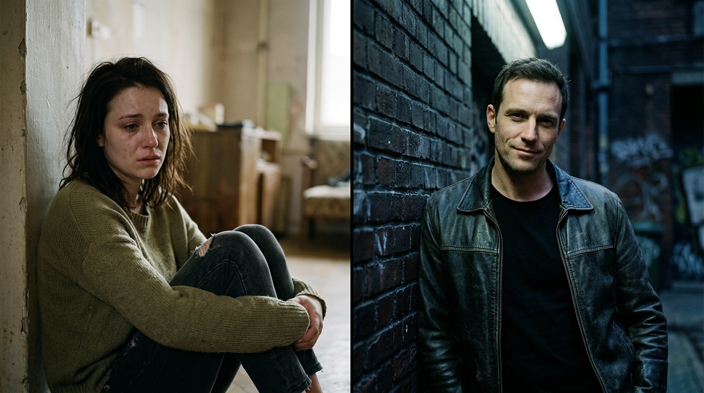 distinguishing damaged people from predators in split-screen visual