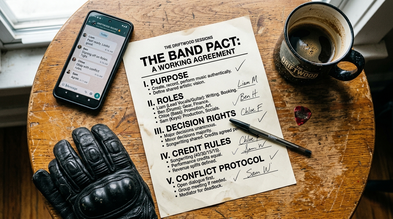 Band politics solved with a one-page pact and clear ownership instead of vague vibes