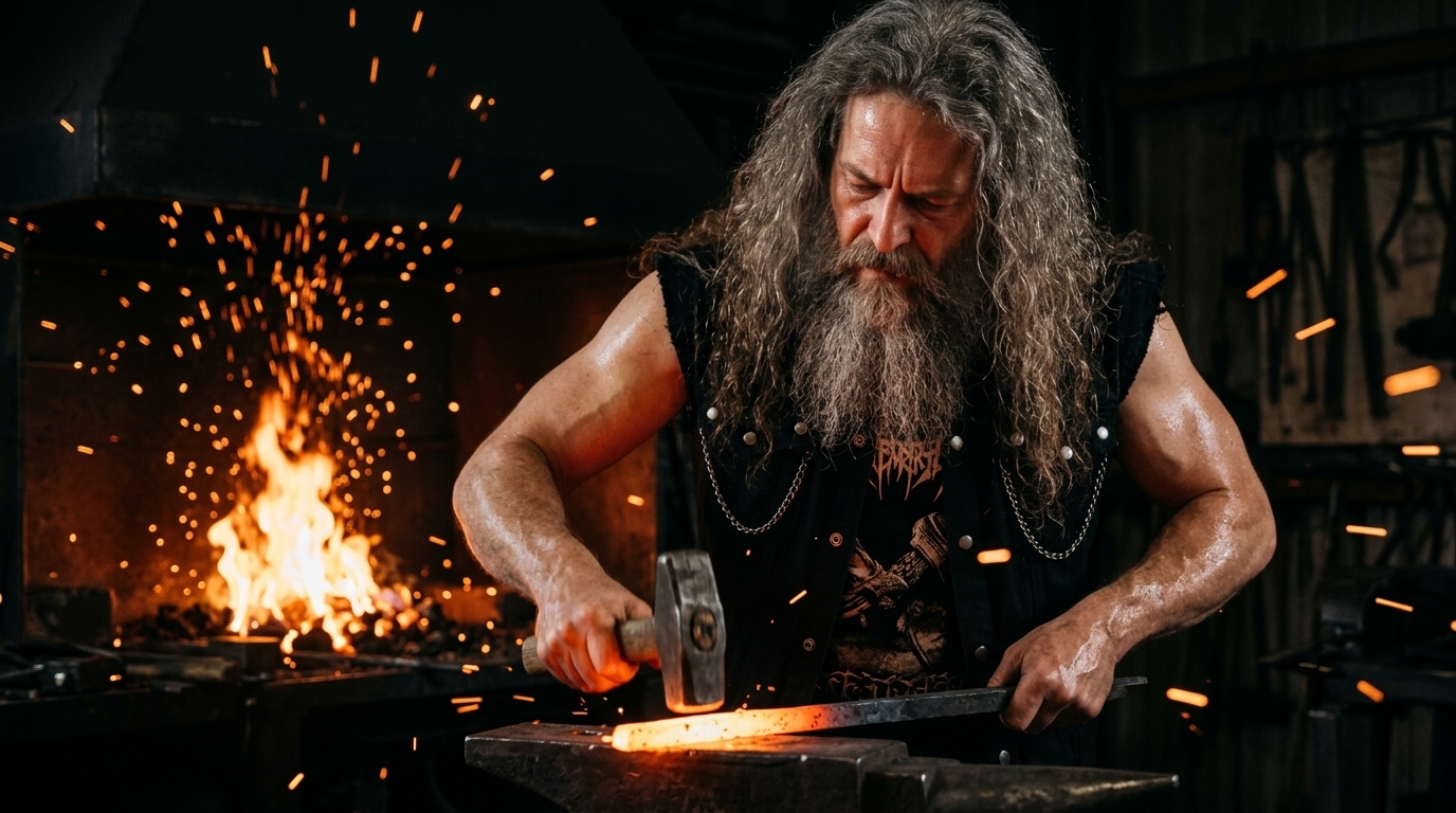 mechanic's logic for emotional self-management demonstrating burnout prevention in blacksmith forge scene