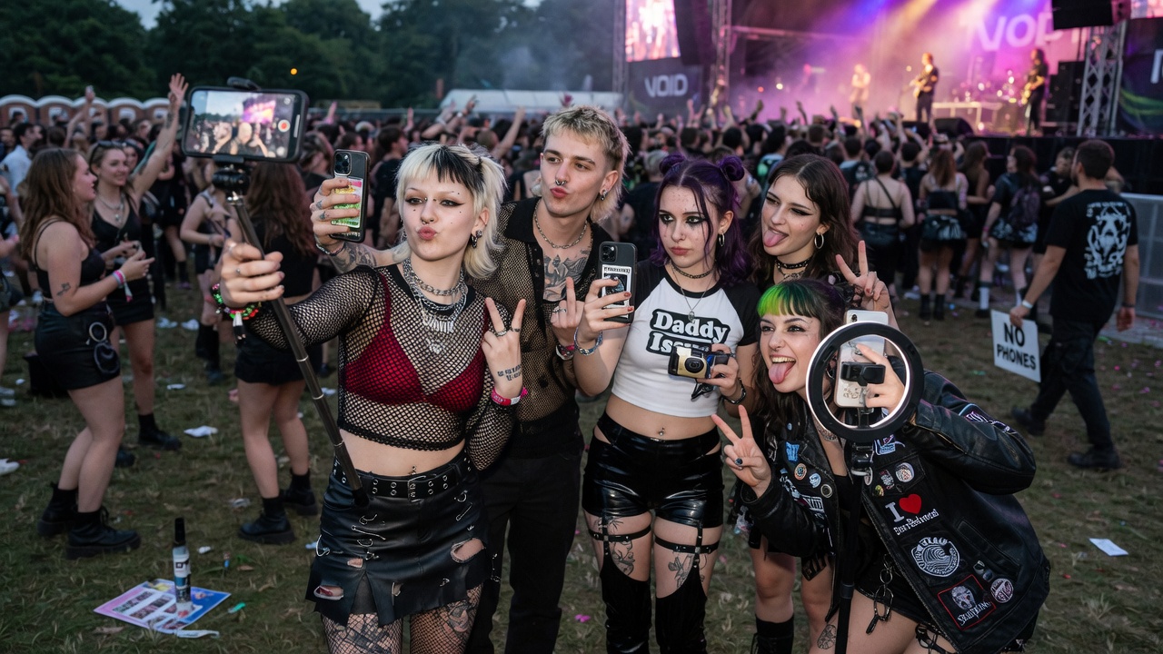 validation addiction social media effects at music festivals with staged influencer poses